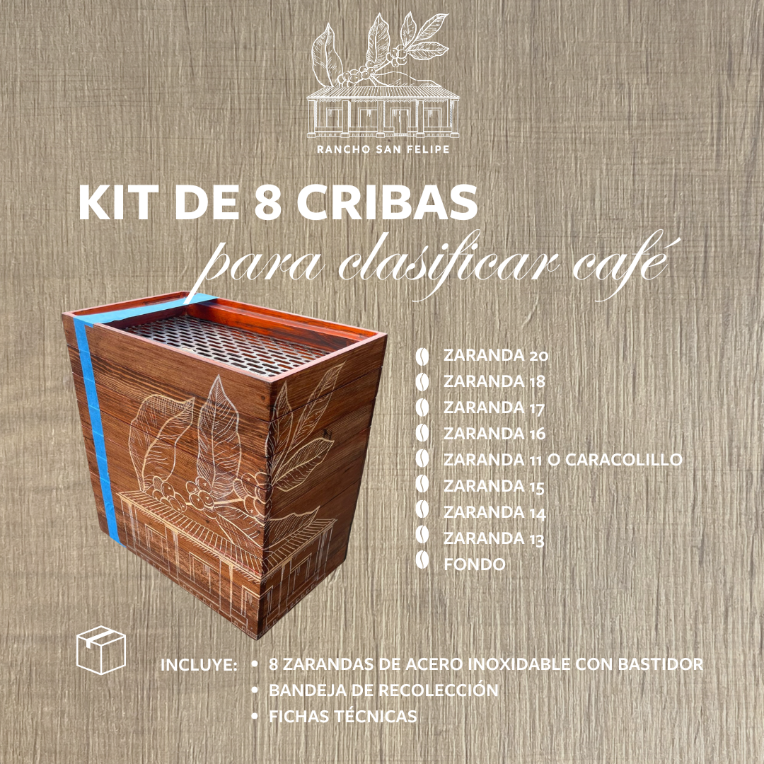 Descripción de zarandas para la clasificación de café verde para muestras